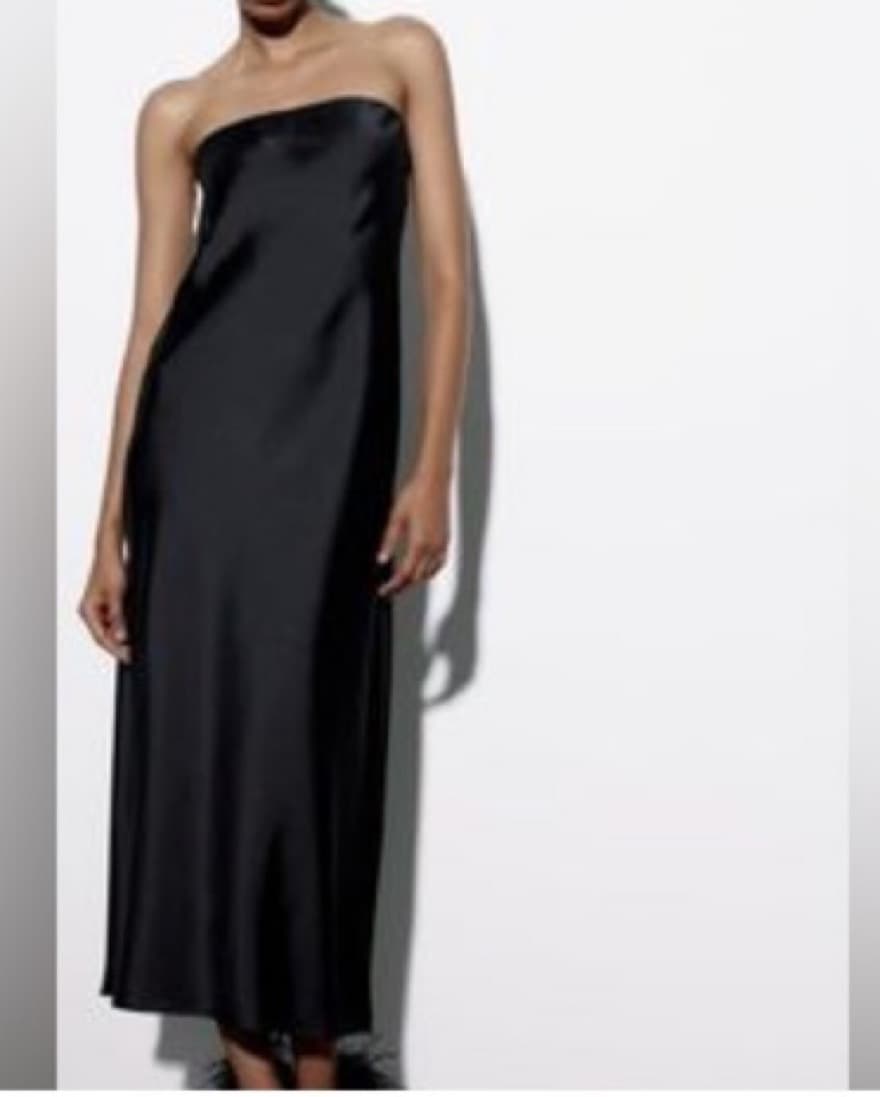 Zara black Strapless Dress - Image 3