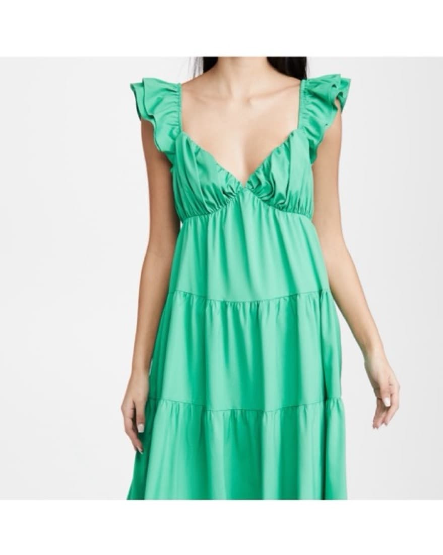 English Factory Green Ruffle Midi Dress - Image 1