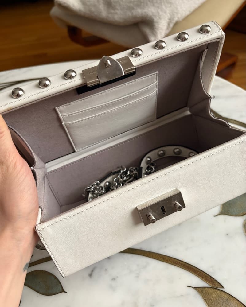 Rebecca Minkoff White Clutch Silver Stud - Image 4