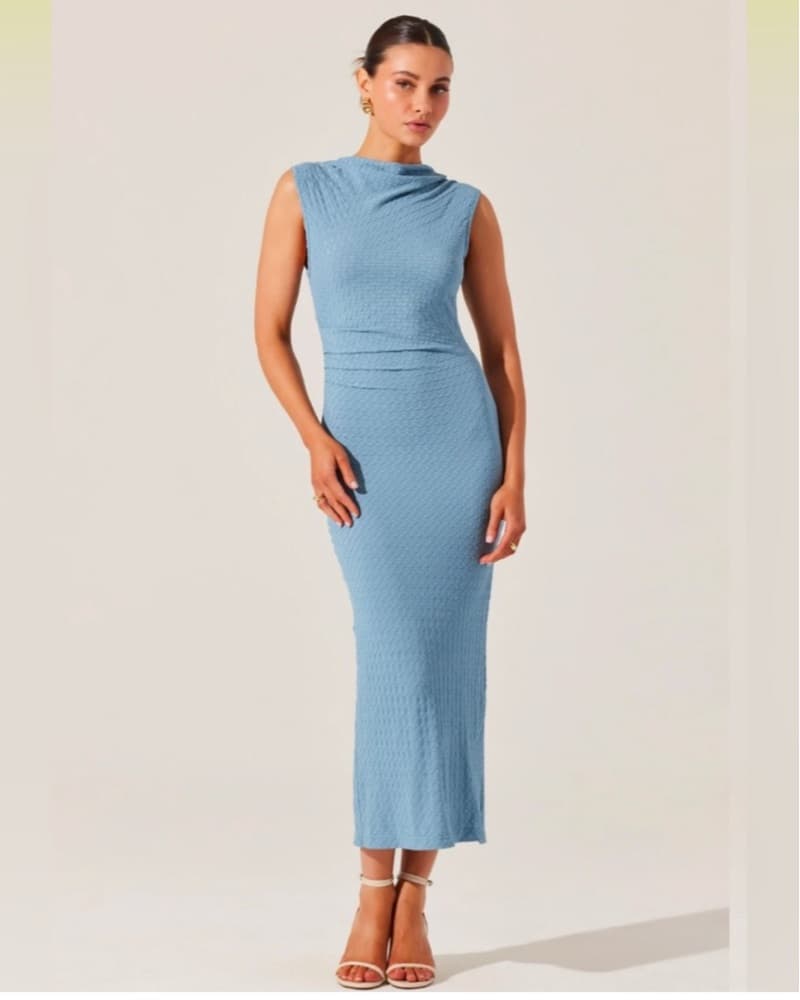 Astr Textured Mock Neck Midi Dress - Image 1
