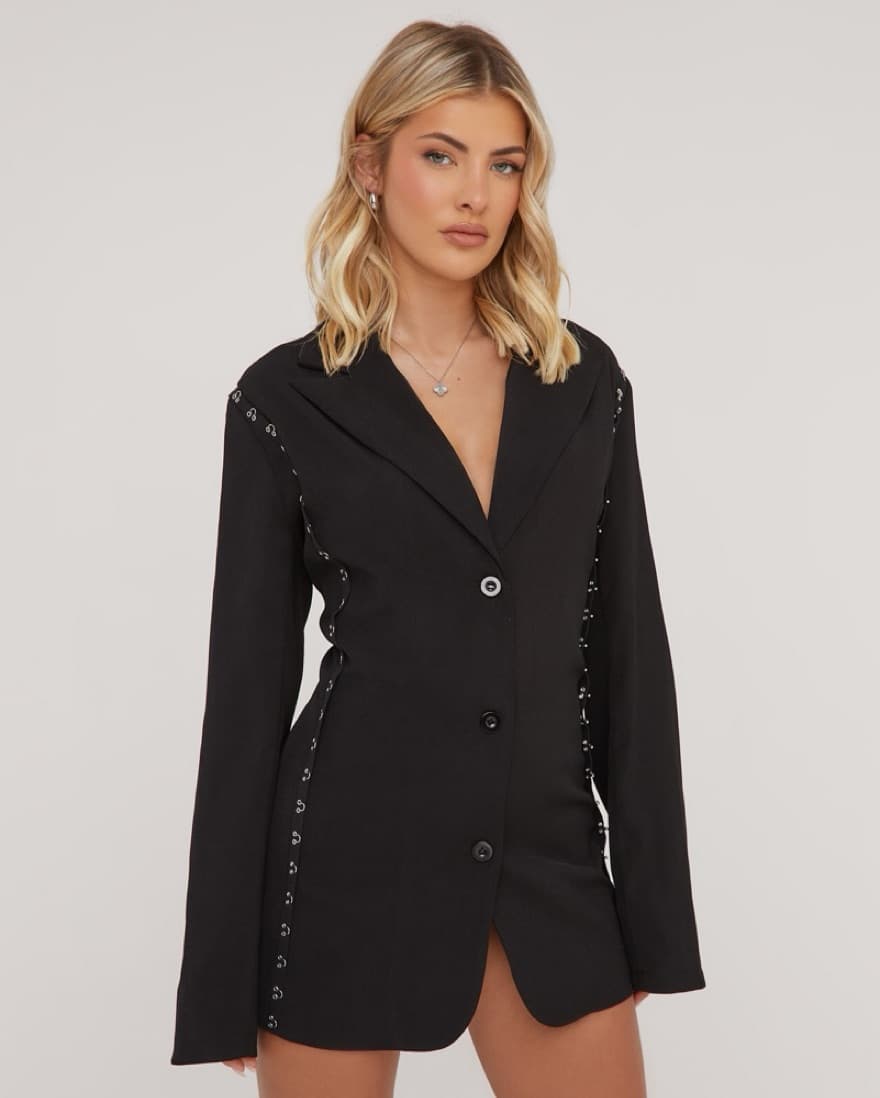 BUTTON FRONT HOOK BLAZER DRESS - Image 3