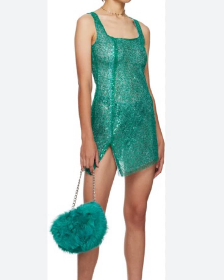 Siedres Blue Sheer Sequin SlitMini Dress - Image 1