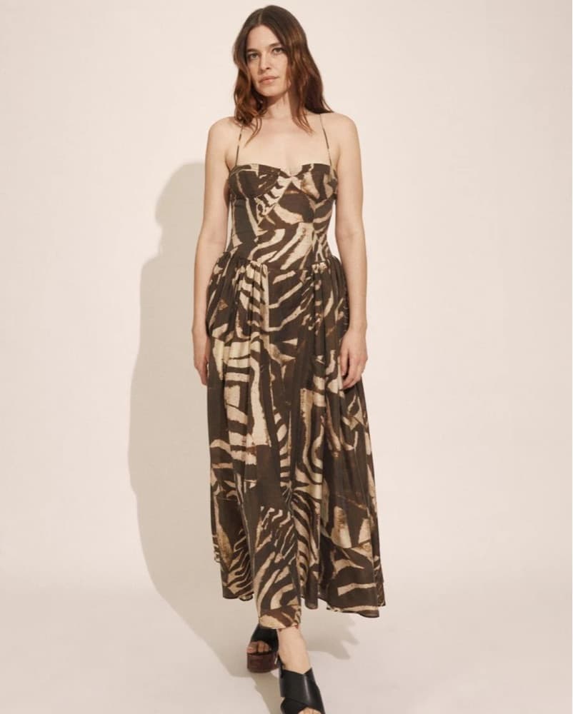 Brown Bardot Printed Maxi Dress - Image 2