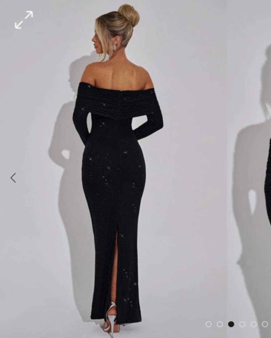 Sparkling Black Off-the-Shoulder Gown - Image 3