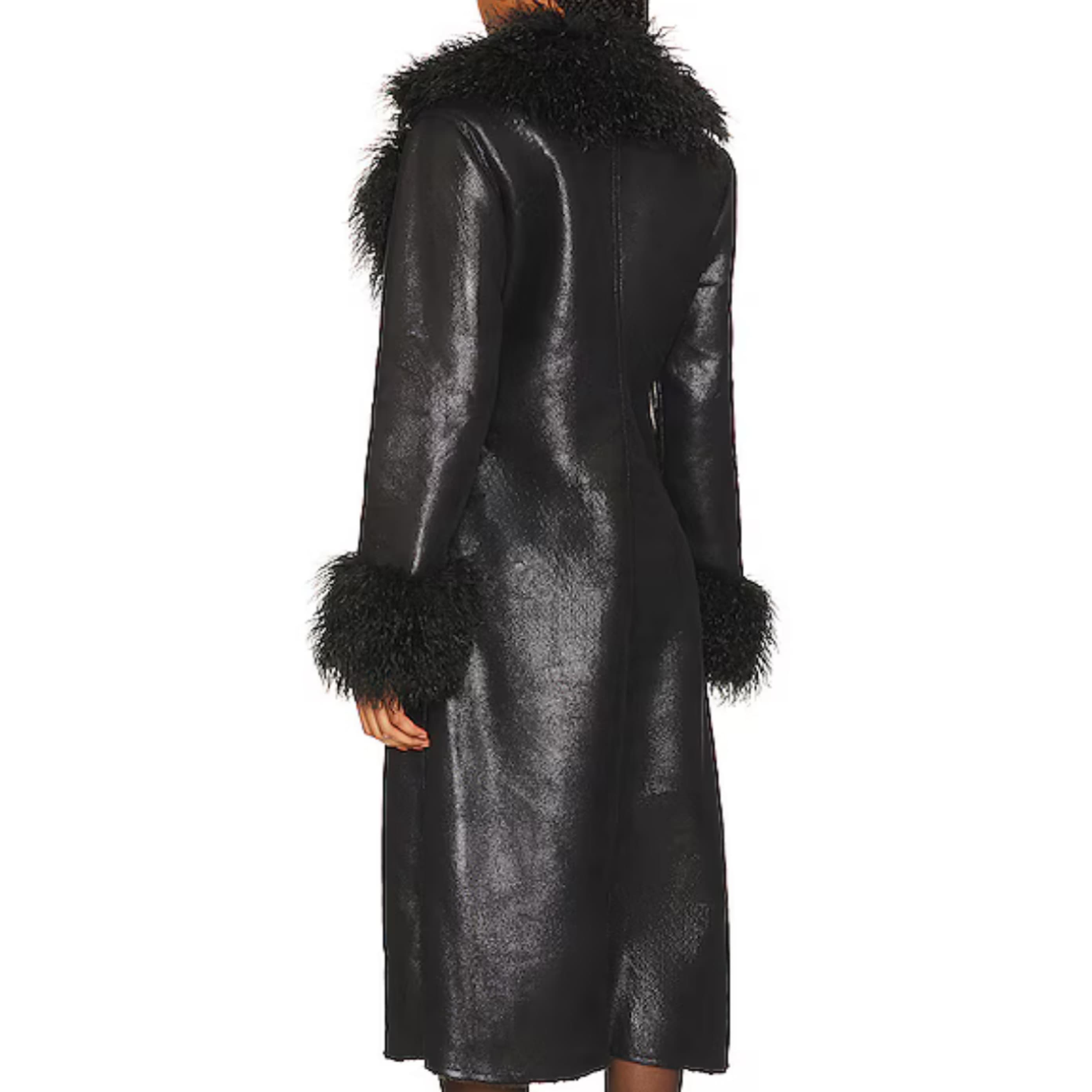 Black Faux Fur Trench Coat We Wore What - Image 2