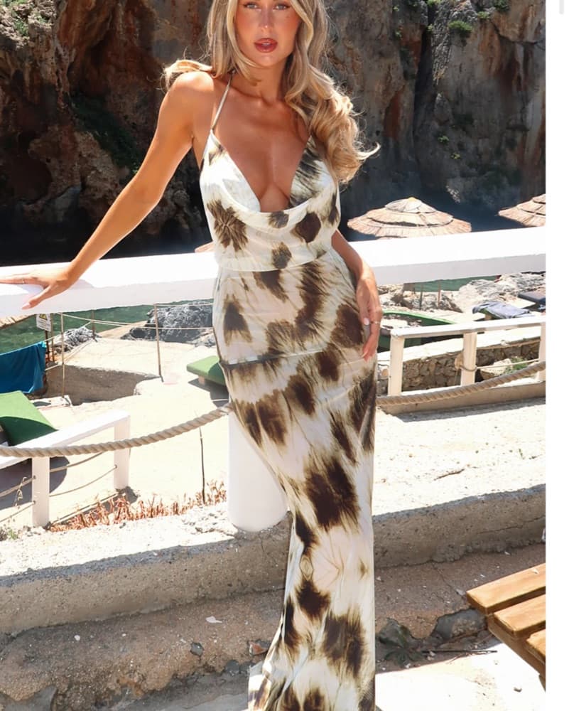 White Fox Maxi Dress Semi Sheer - Image 1