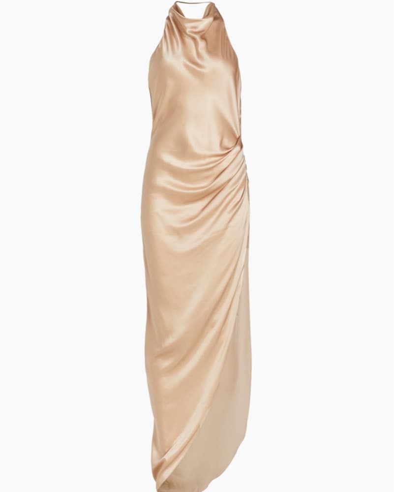 Amanda Uprichard Silk Maxi Halter Dress - Image 4