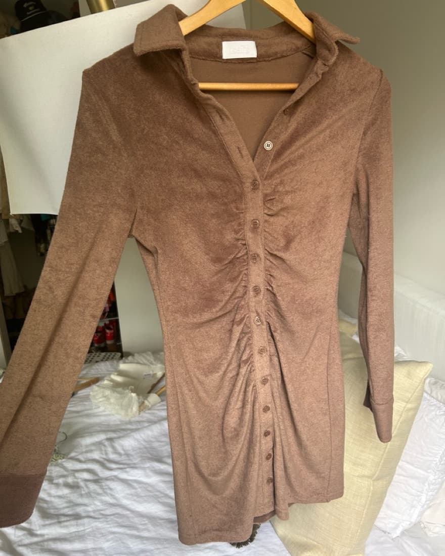 Isalis Brown Terry Cloth Dress - Image 1