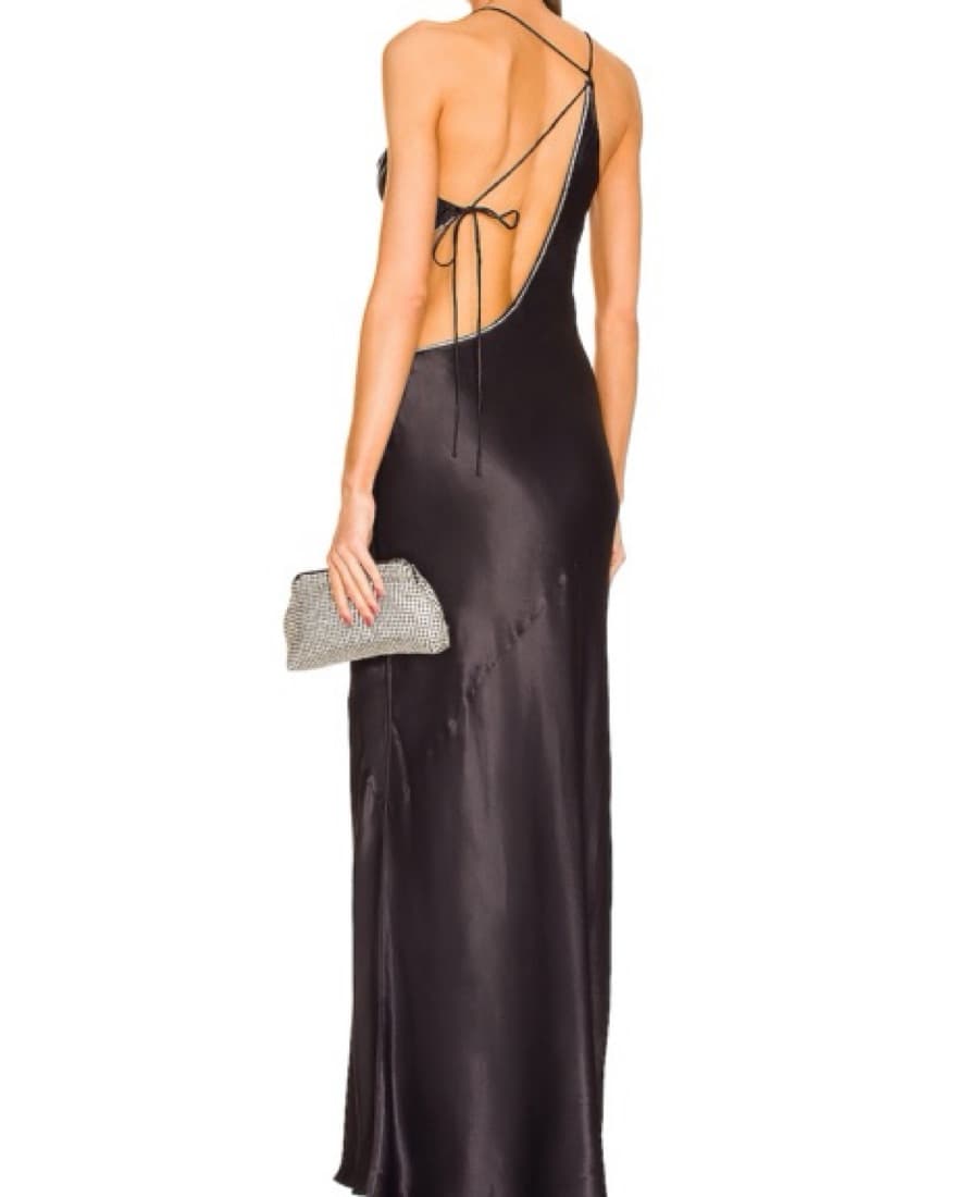 Black Diamoned Trimmed Gown - Image 1