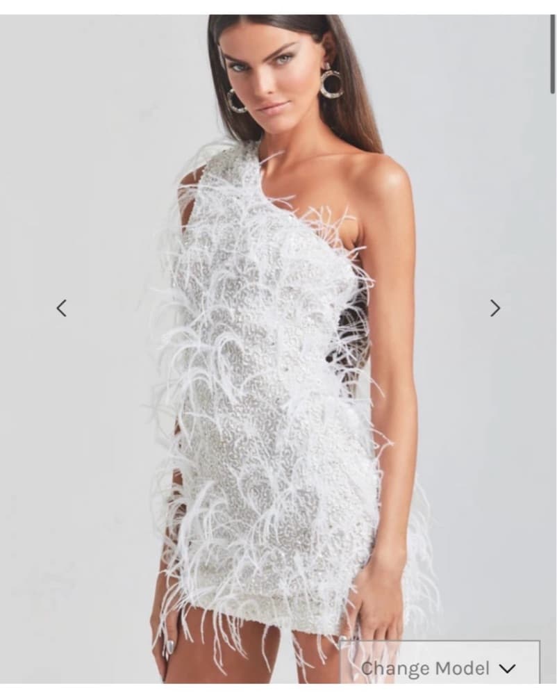 Retrofete Sina Feather Mini Dress - Image 2