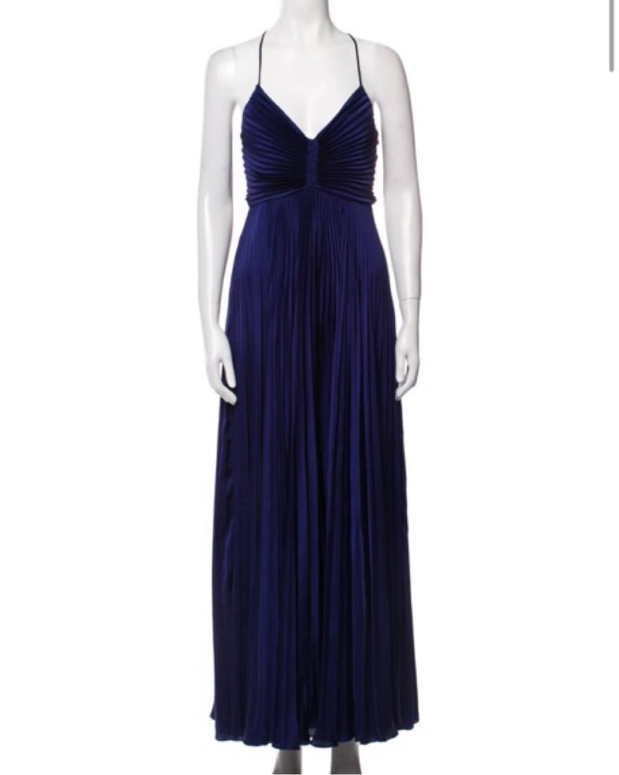 ALC Blue Satin Pleated Dress - Image 1