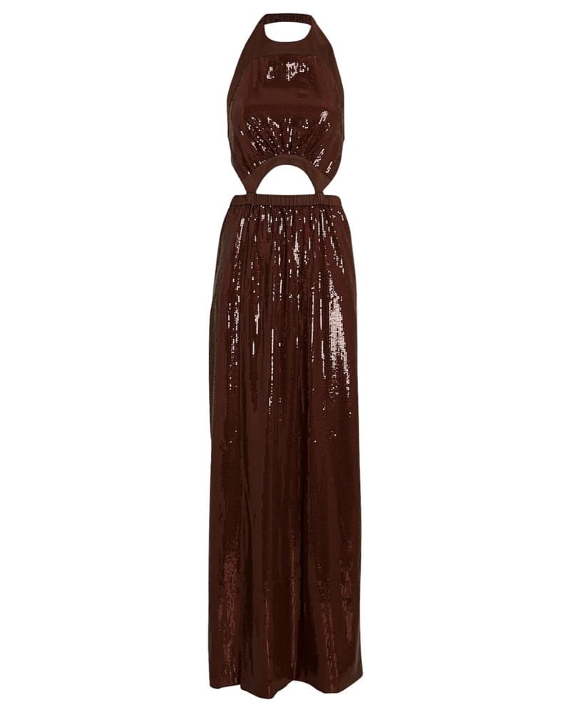 Staud Backless Sequin Halter Gown - Image 1