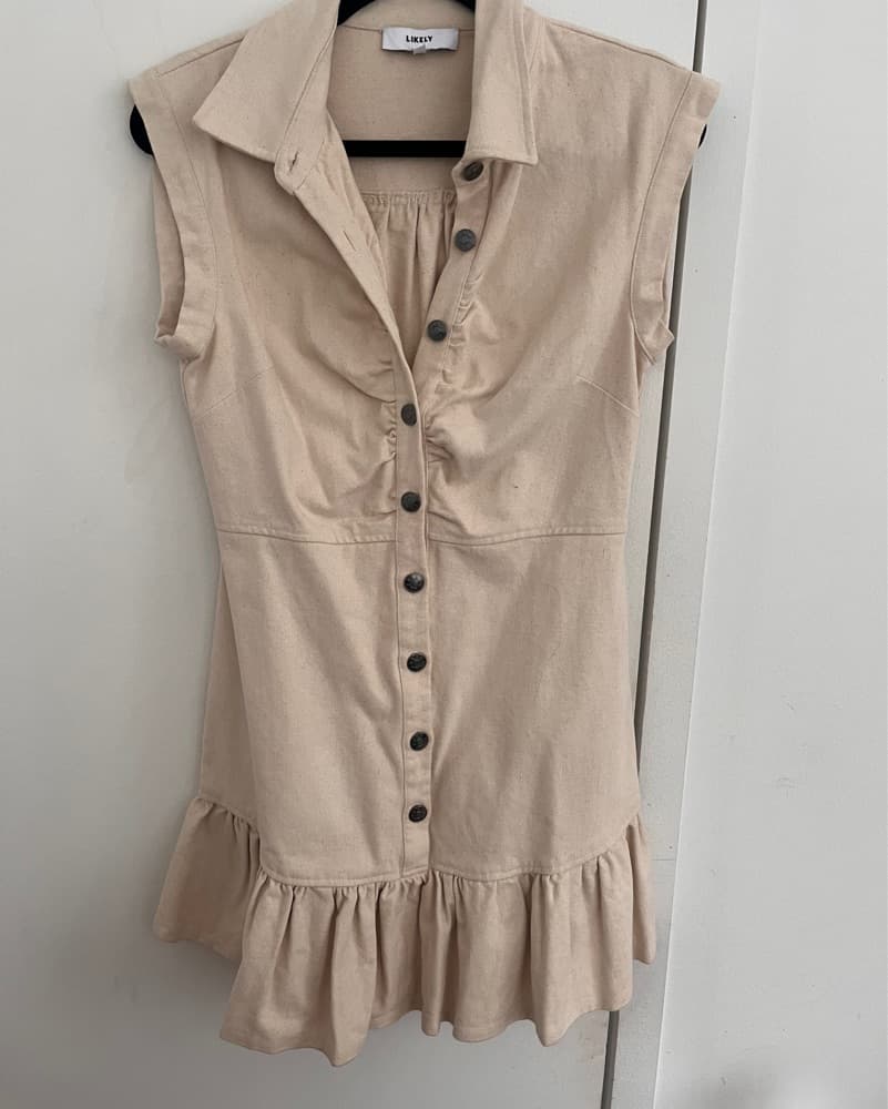 Likely  Beige Ruffled Dress - Image 1