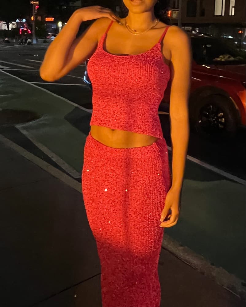 PINK PALACE SEQUIN SKIRT SET - Image 4