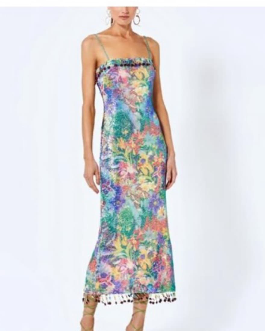 Alexis Colorful Beaded Midi Dress  - Image 1
