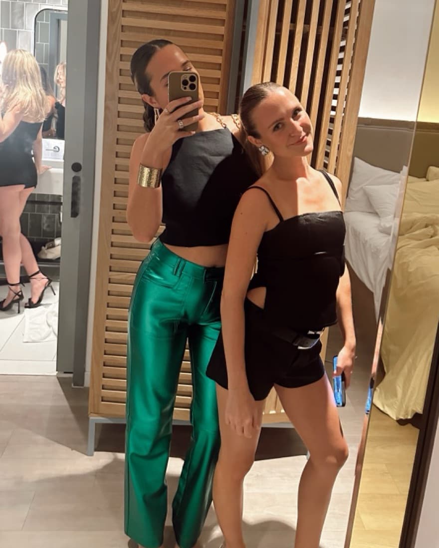 TOPSHOP green metallic pants  - Image 1
