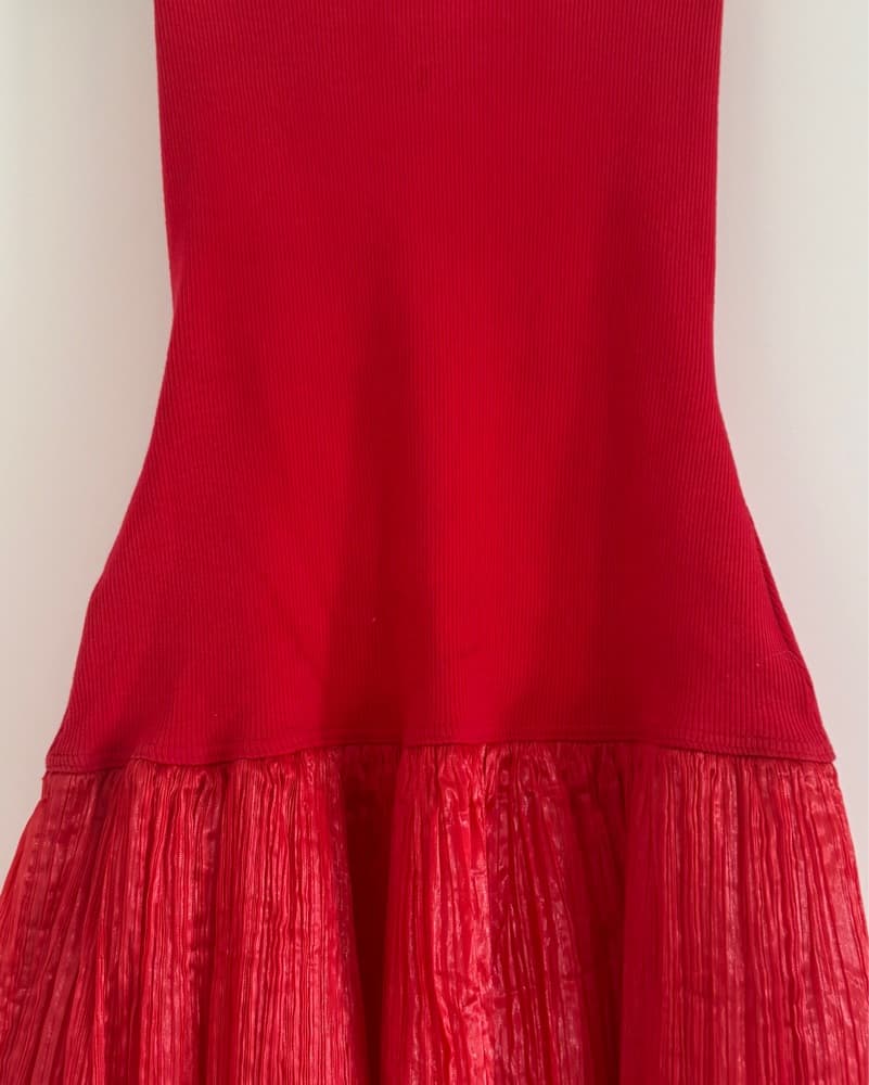 Vintage Eres Paris Red Strapless Dress - Image 3
