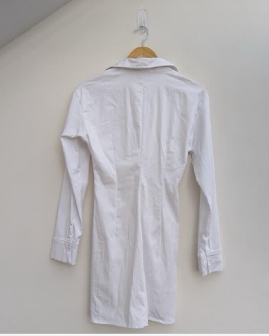 Cotton Long Sleeve White Mini Dress - Image 3