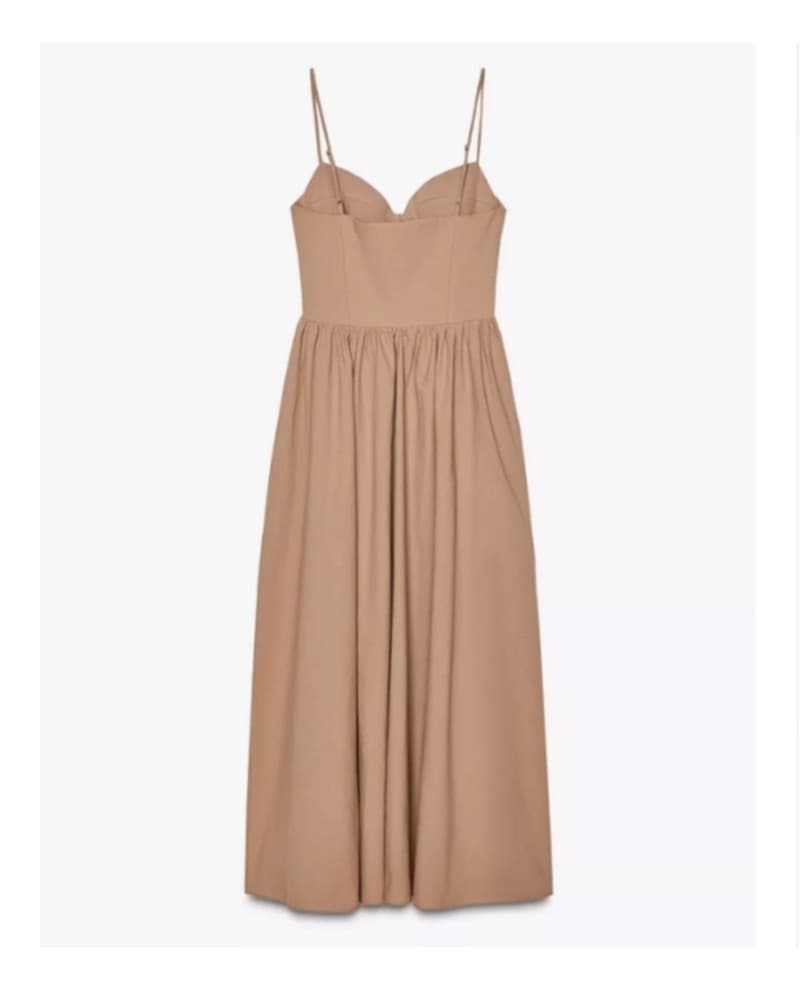 Zara Strappy Beige Midi Dress - Image 3