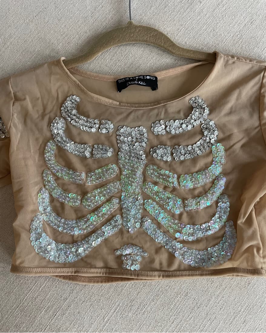 Halloween Mesh + Sequin Skeleton Top - Image 4