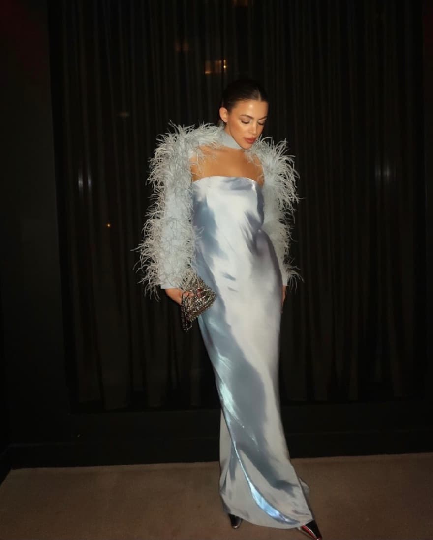 Cult Gaia Feathers And Satin Dress Set - Image 1
