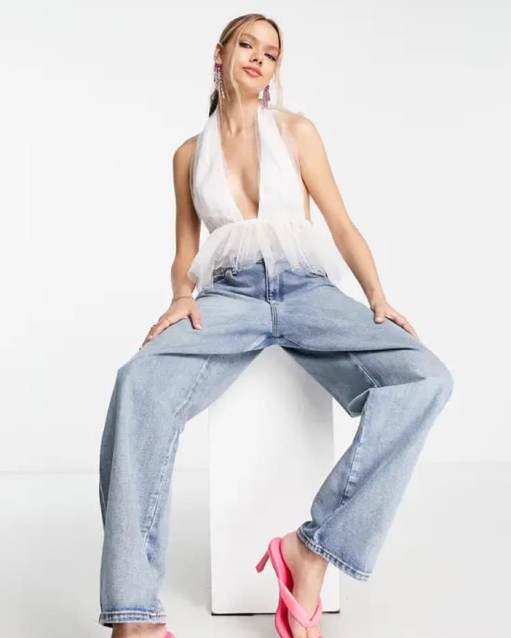ASOS DESIGN plunge front tulle cami - Image 3