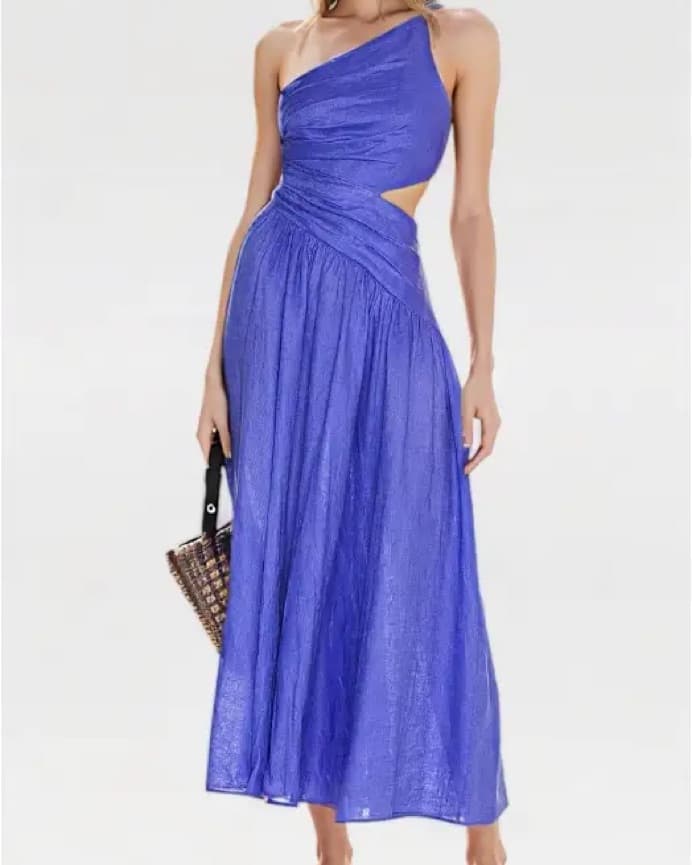Zimmermann Blue Linen Asymmetric Dress - Image 2