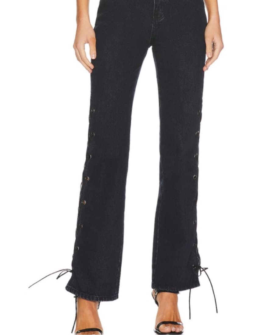 Superdown Black Lace up Jeans  - Image 2