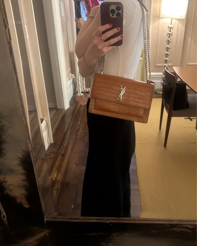 YSL Croc-Embossed Leather Crossbody - Image 4