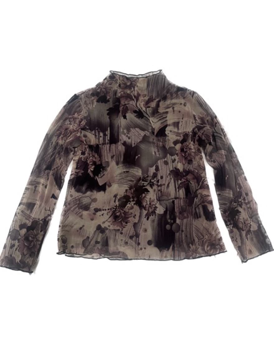 Vintage Purple Floral Print Top - Image 1