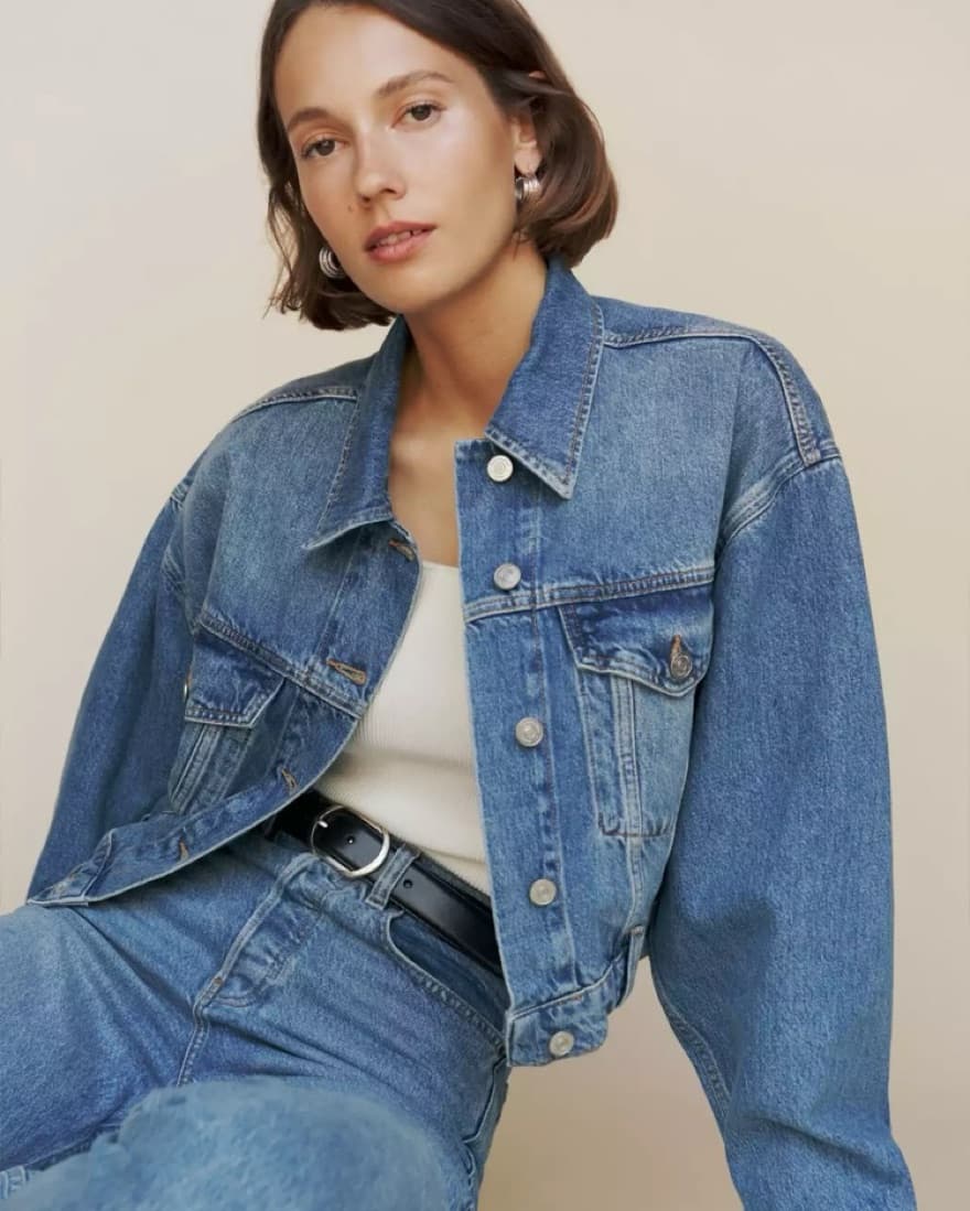 Reformation Jori Cropped Denim Jacket - Image 1