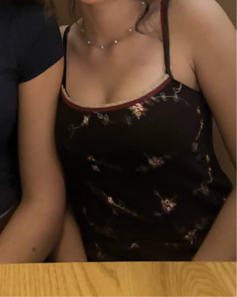 90s Vintage Sheer Brown Embroidered Tank - Image 2