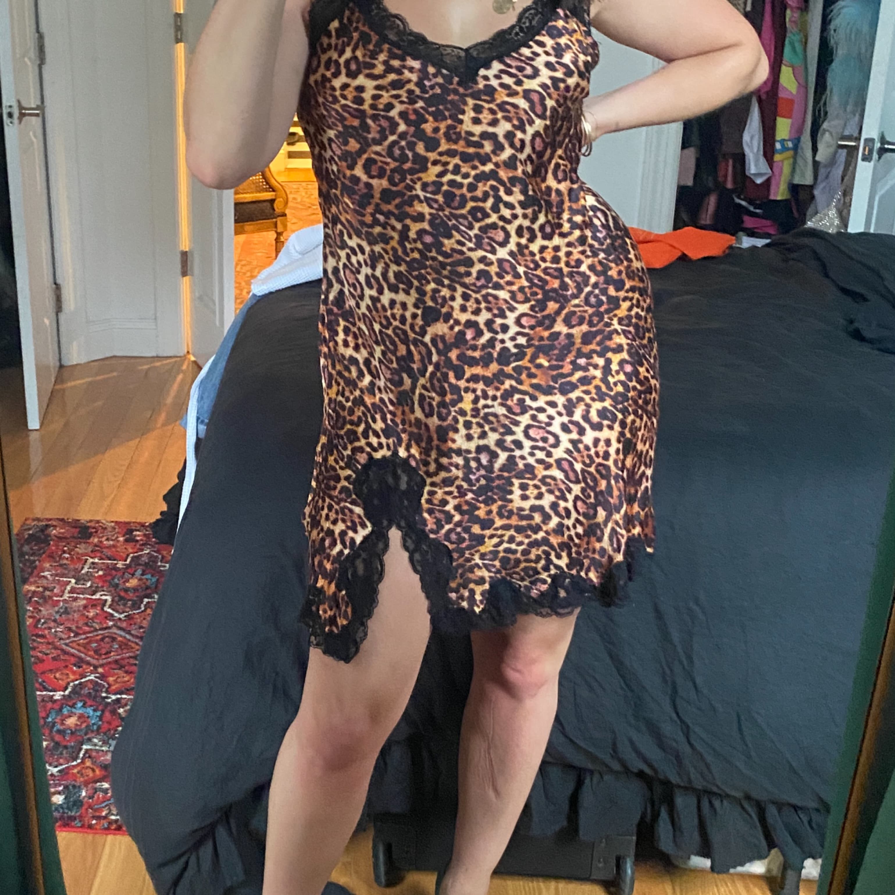 100% Silk Leopard Slip Dress - Image 1