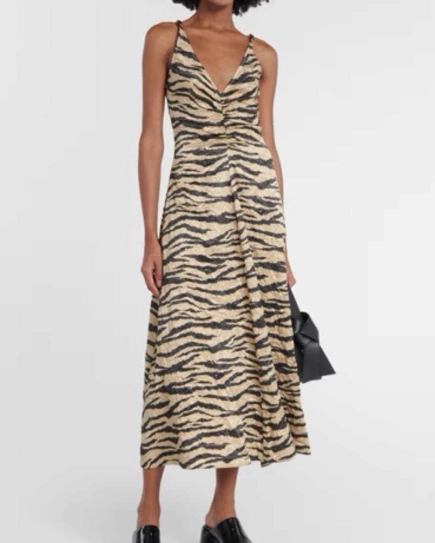 GANNI Khaki Crinkled Maxi Dress - Image 2
