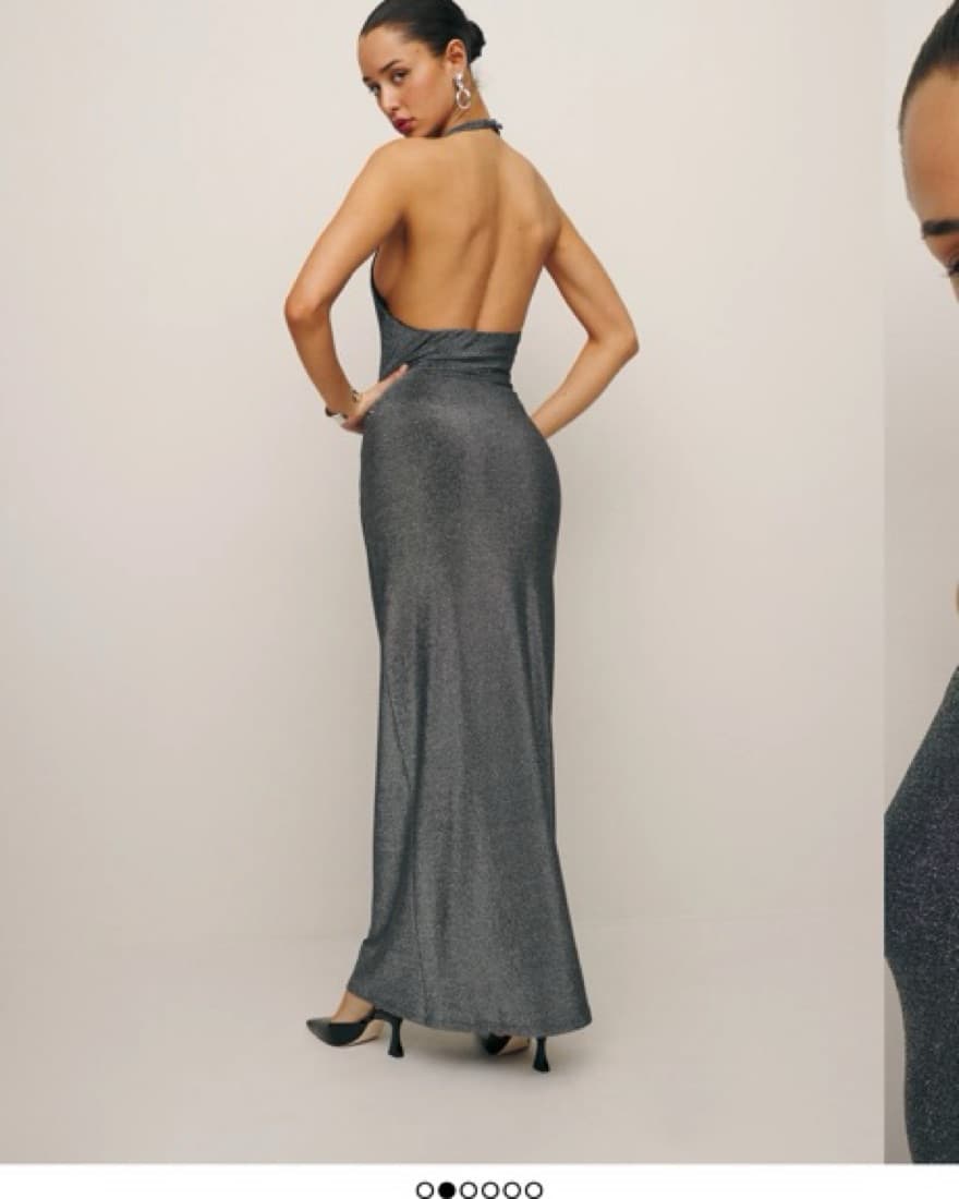 Reformation Glamorous Gray Halter Gown - Image 3