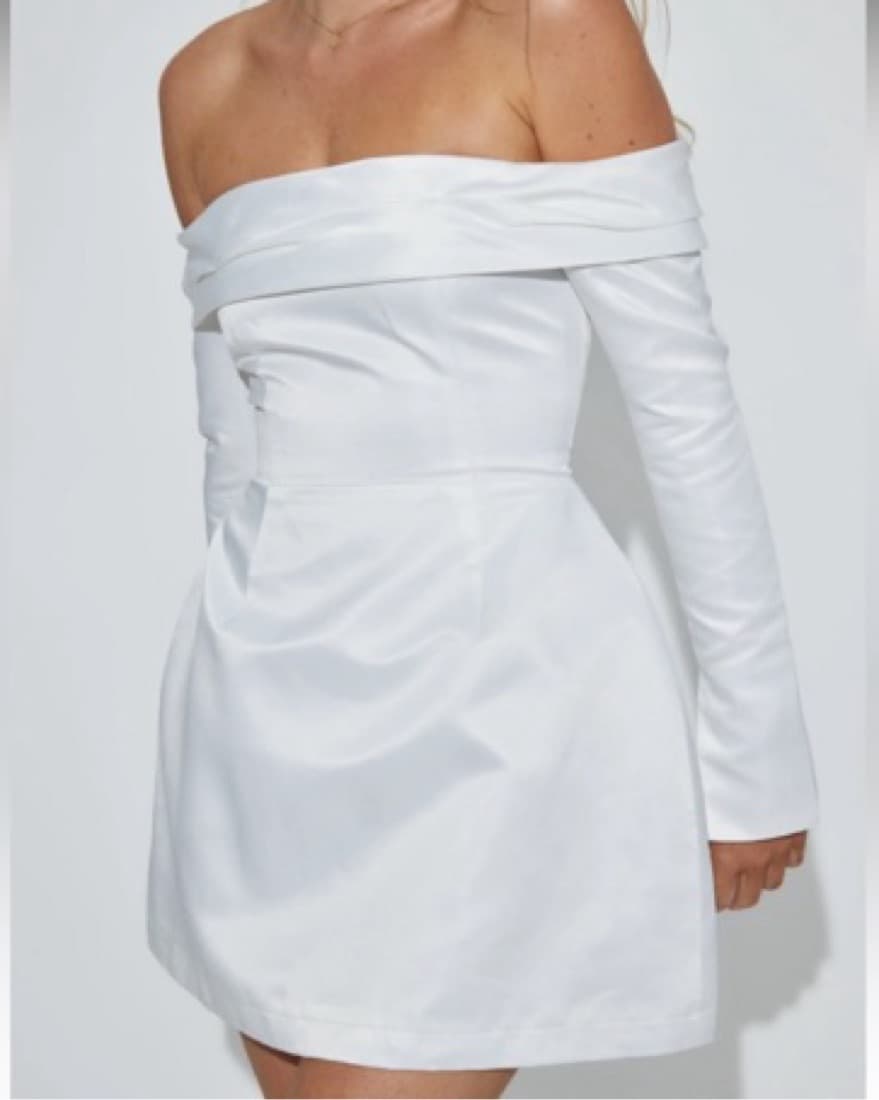 Odd Muse Satin Bardot Mini Dress - Image 3