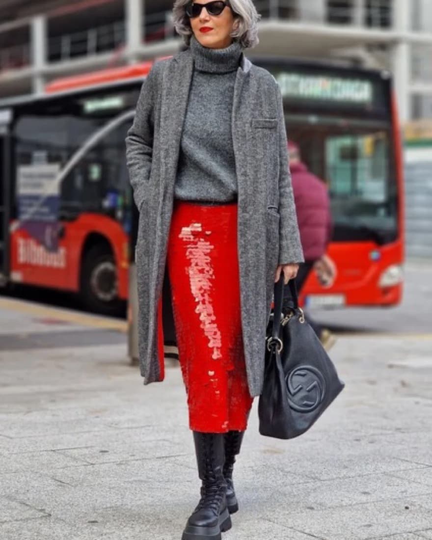 Red Sequin Holiday Skirt - Image 5