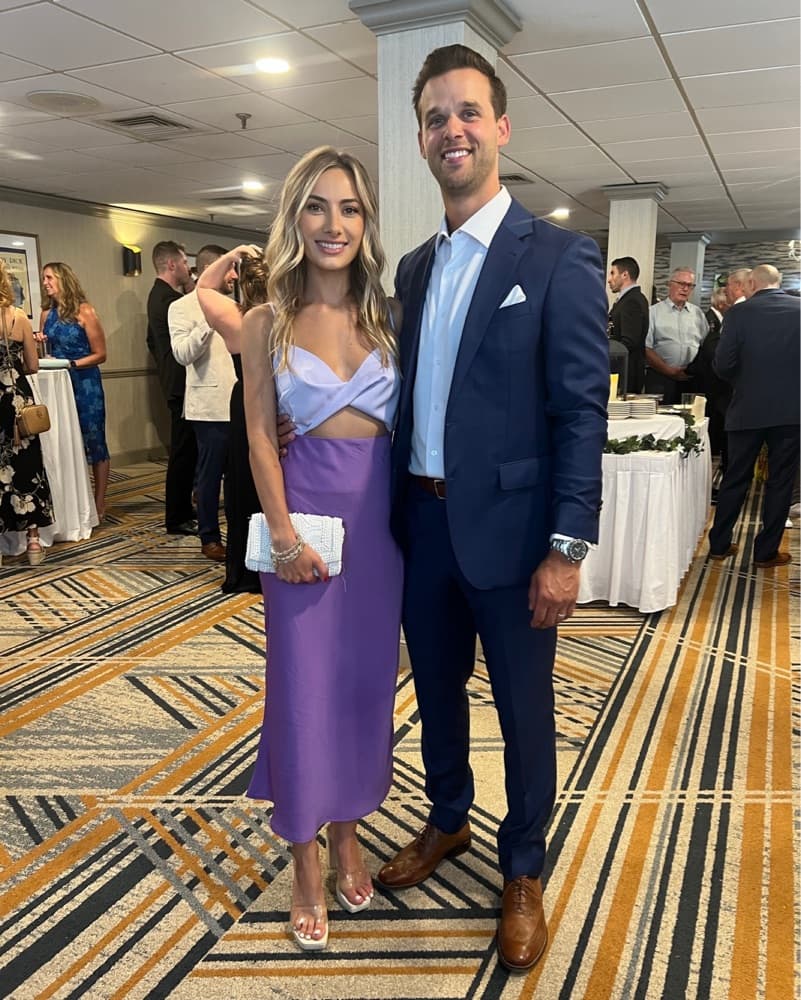 Purple colorblock satin dress  - Image 1