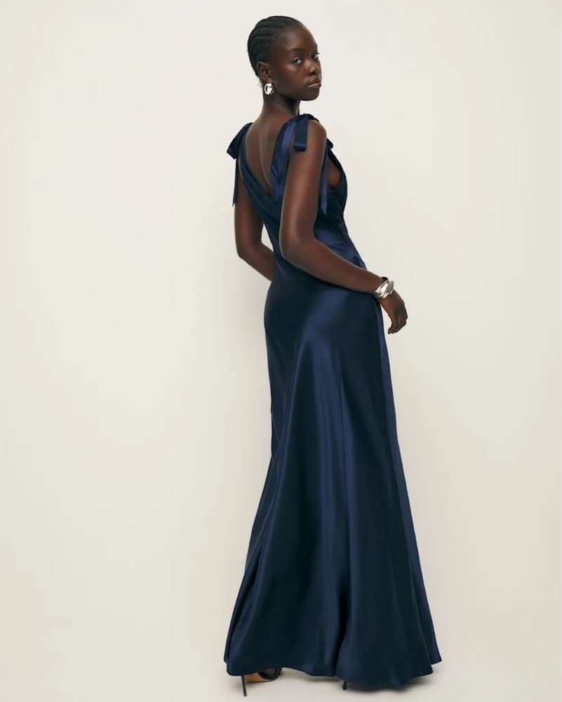 Reformation Pernille Navy Blue Dress - Image 3