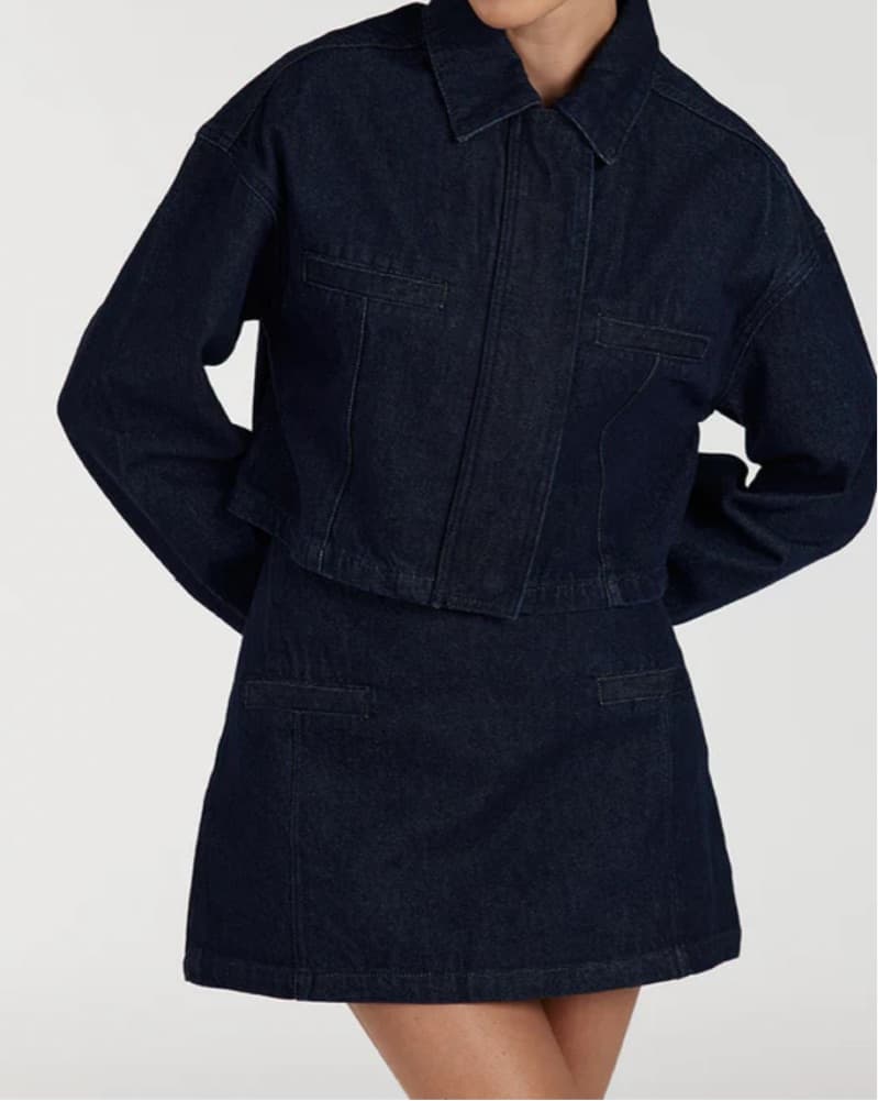 Chic Denim Shacket and Mini Skirt Set - Image 4