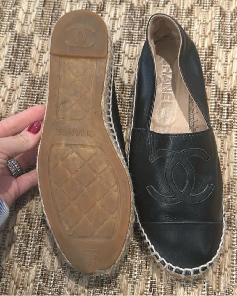 Chanel black leather espadrilles - Image 4