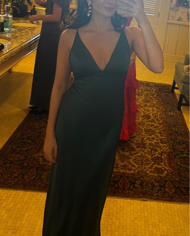 Satin Green Maxi Gown - Image 3