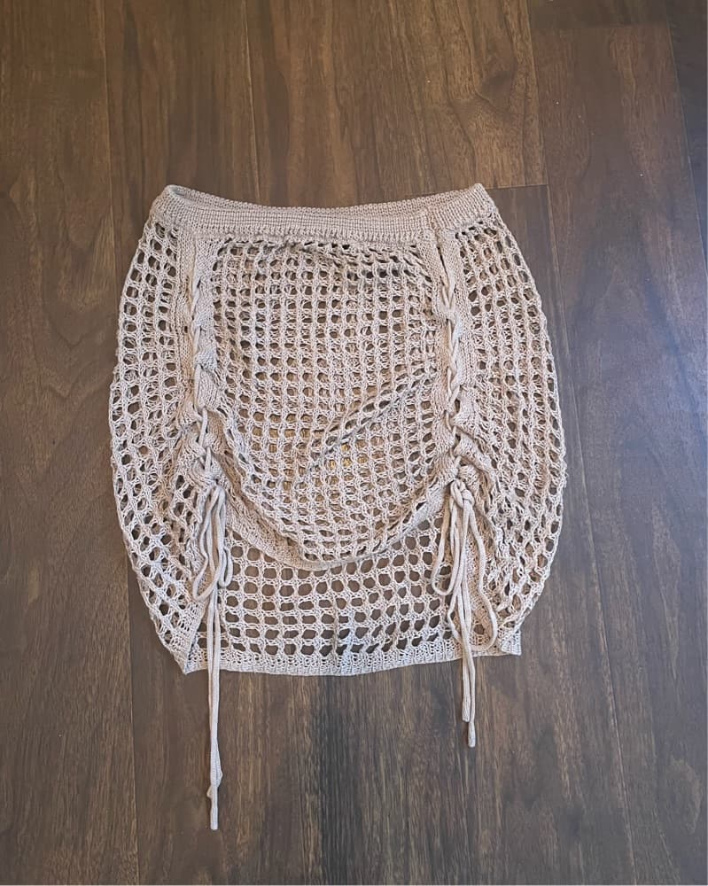 Beige Crochet Beach Cover Up  - Image 1