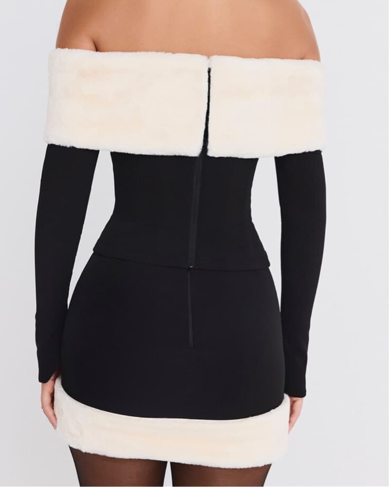 Black & Ivory Faux Fur Trim Set - Image 6