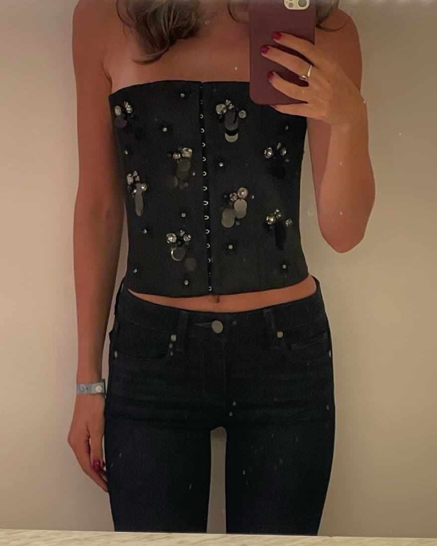 Guizio Embellished Satin Corset - Image 2