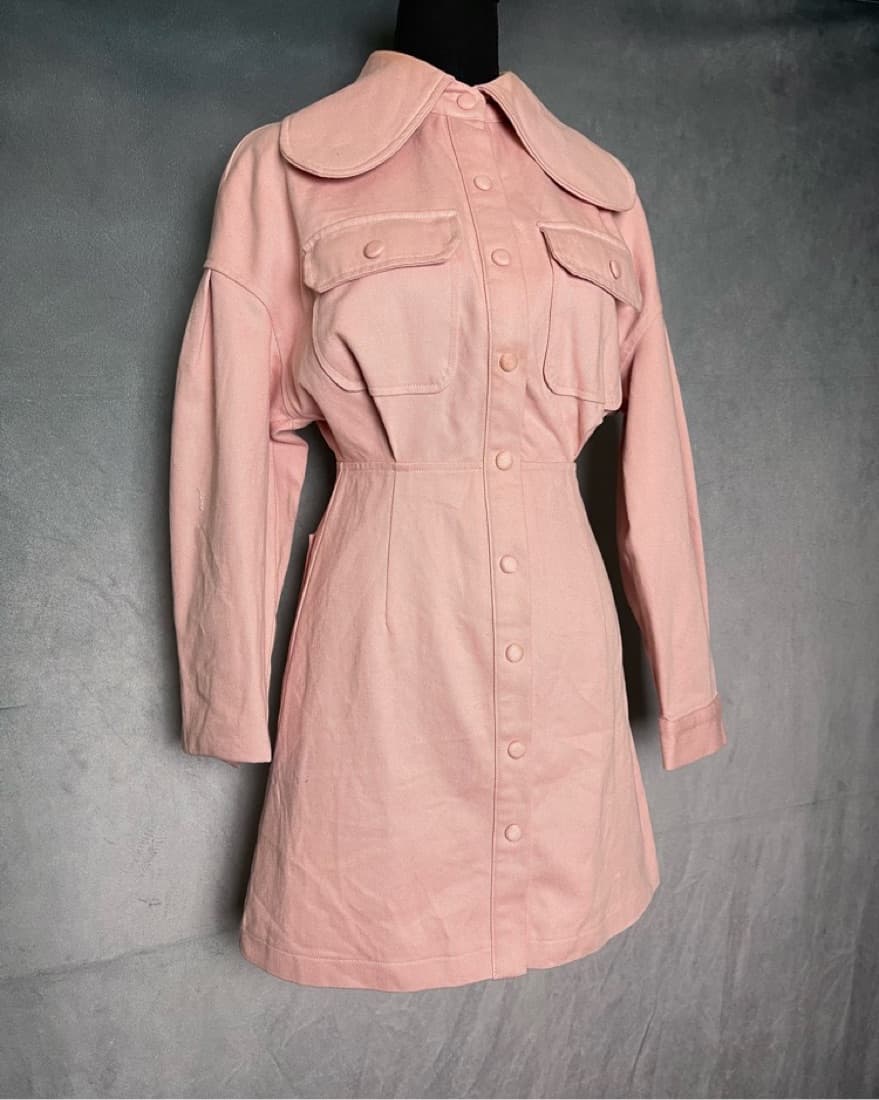 Salmon Pink Retro Mini Dress - Image 2