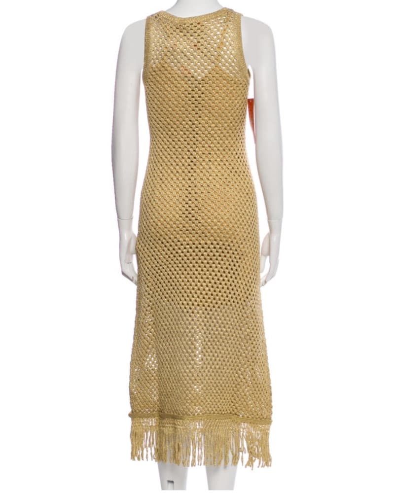 Gold Simon Miller Fringe Crochet dress - Image 3