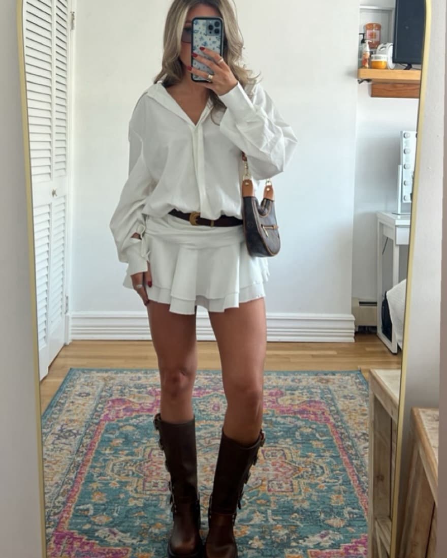 White Long Sleeve Mini dress - Image 1
