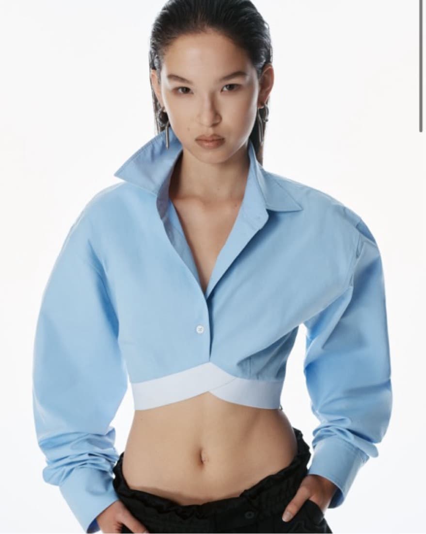 Alexander Wang Logo Collared Crop Top - Image 1