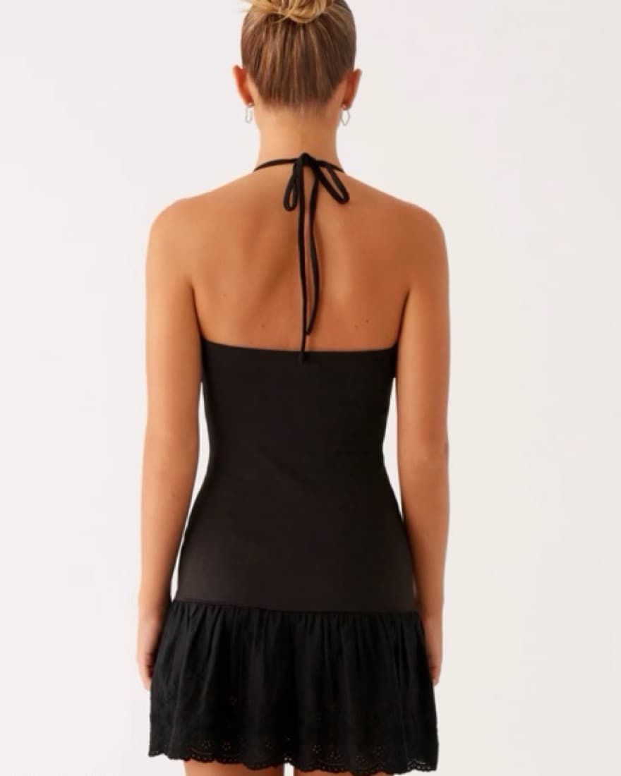 Black Drop Waist Mini Dress - Image 3